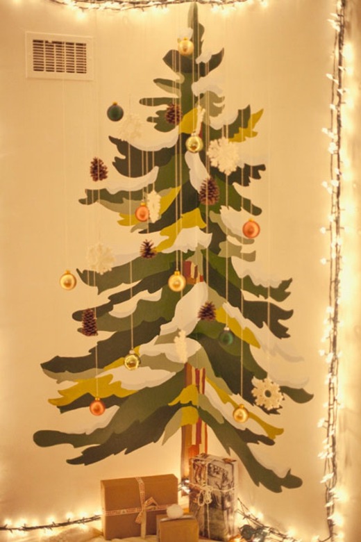 christmas tree idea drawing on the wall