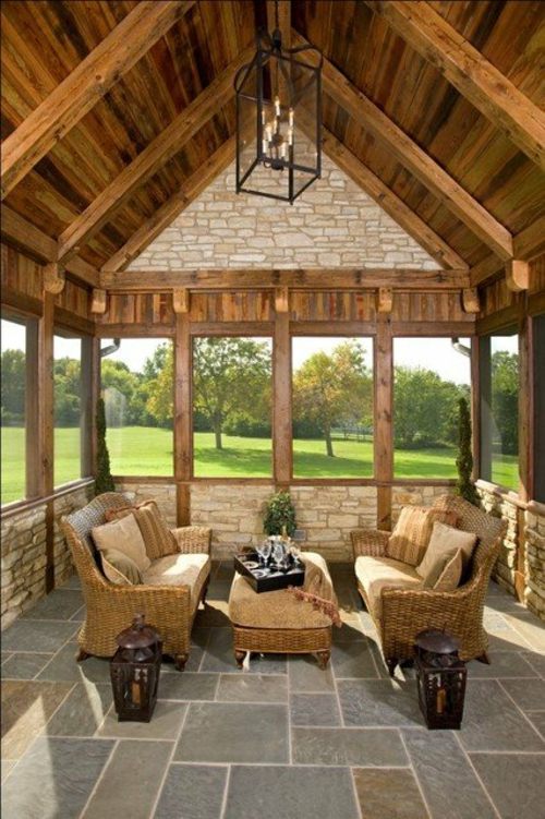 decoration idea porch wood stone