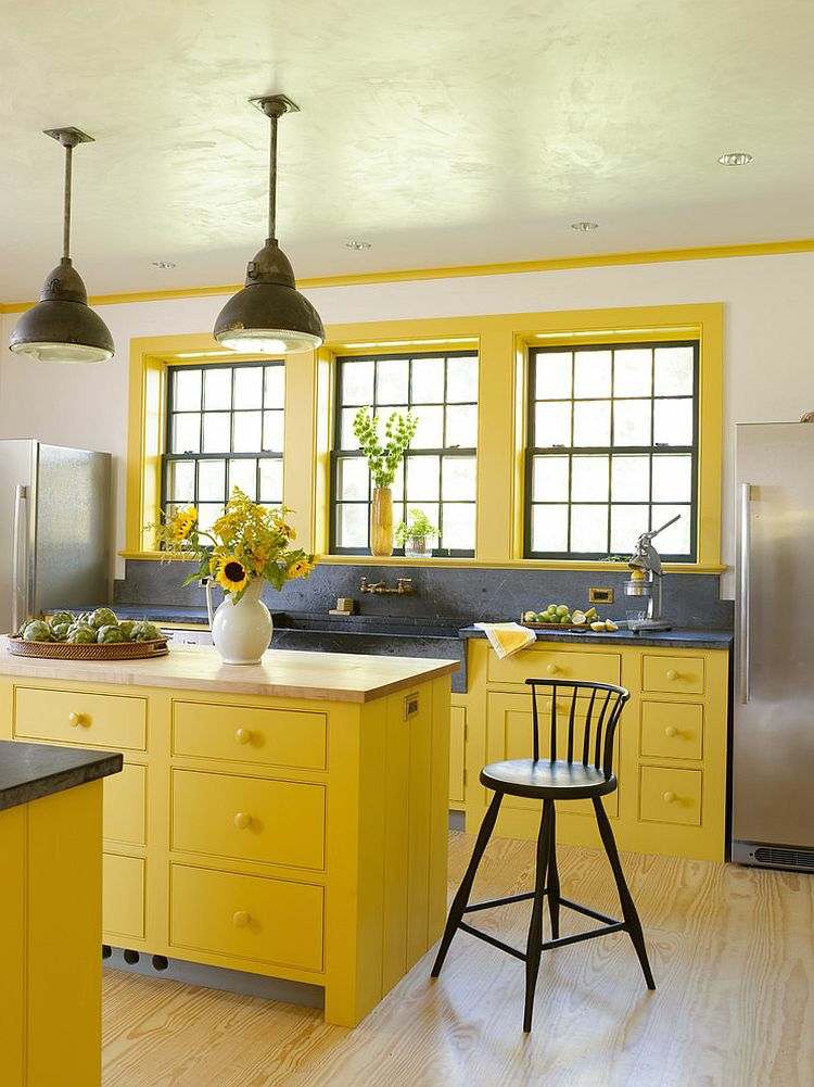 idea kitchen deco retro gray yellow