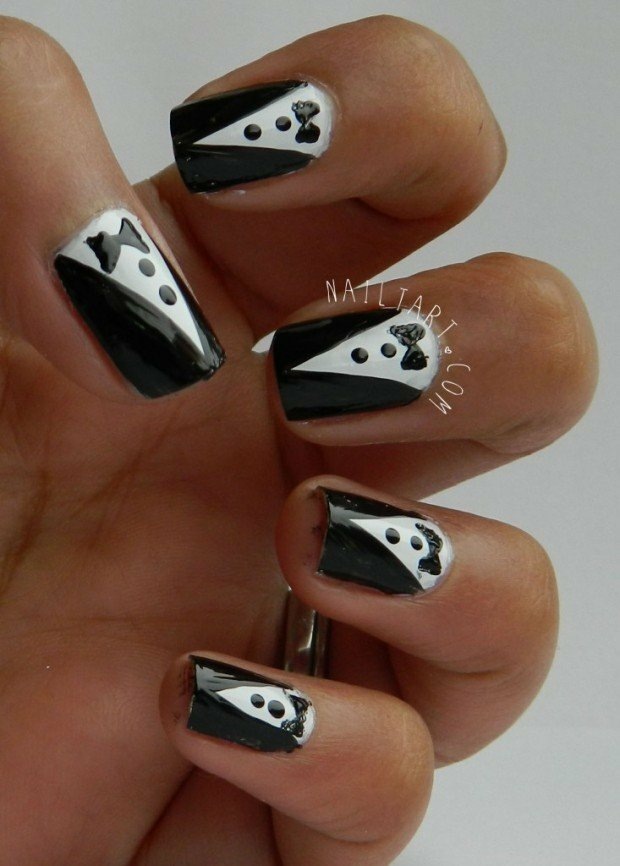 interesting black and white nail idea