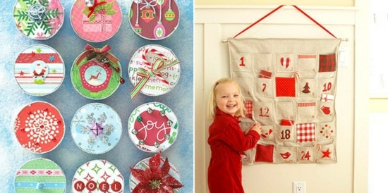 DIY idéer-barn kalender Advent-vävnad