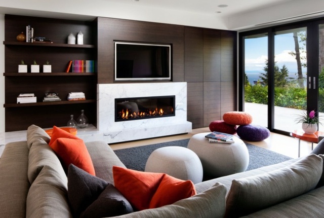 deco ideas living room modern fireplace