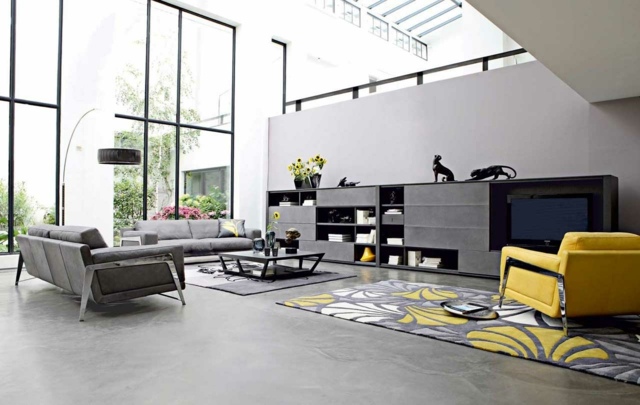 decor ideas living room modern yellow black