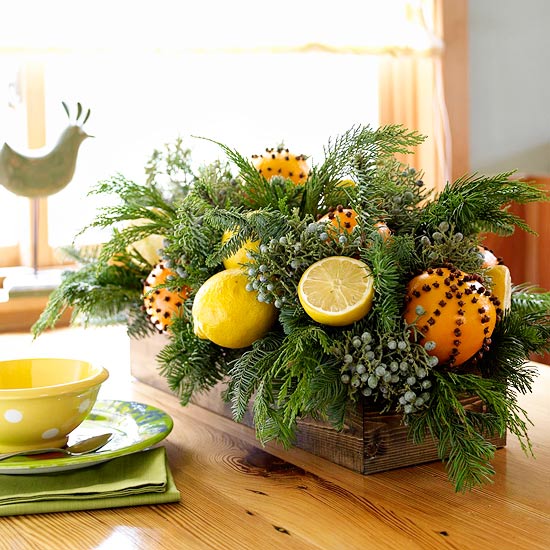 idéer-bord-jul-deco-grenar-pin-citroner-apelsiner idéer julbord