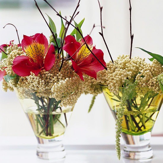 ideas-table-Christmas-deco-flowers-vases-glass-plant-deco ideas christmas table