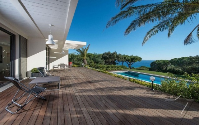ideas-terrace-wood-large-elegant-lounge-chairs-pool ideas terrace wood