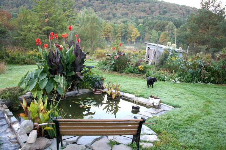 Garden landscaping pond'eau banc de jardin en bois