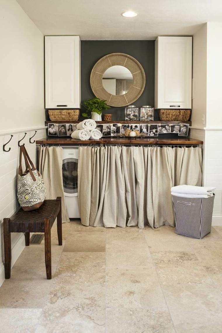 dekorasjon av vaskerom møbler cache vaskemaskin gardiner