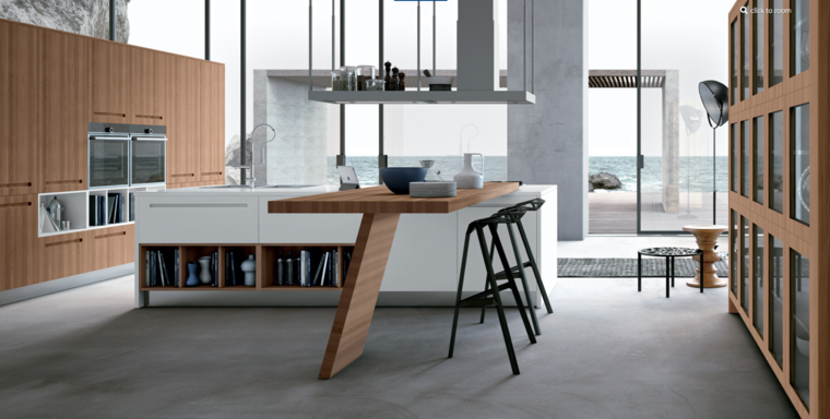 modern kitchen decorations and wooden furniture