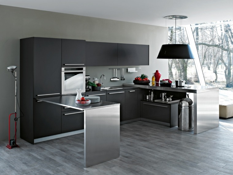 kitchen design metal and black