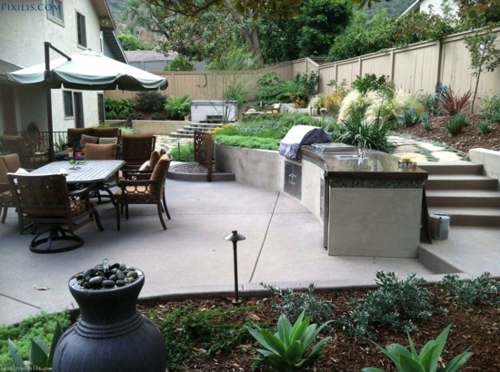 idea landscaping terrace barbecue