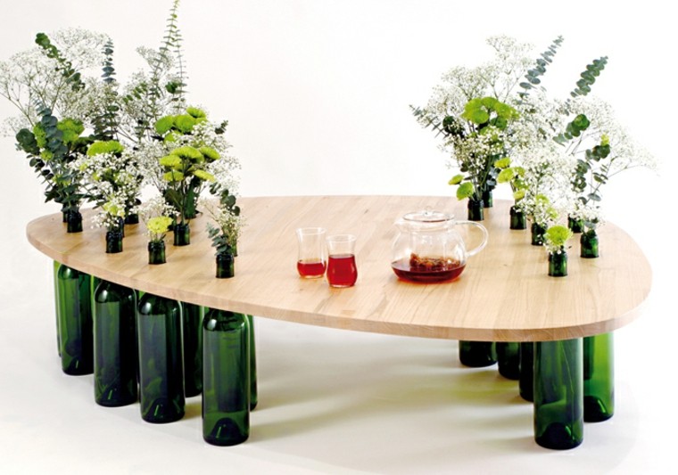 idea recycle deco bottle glass table deco original idea