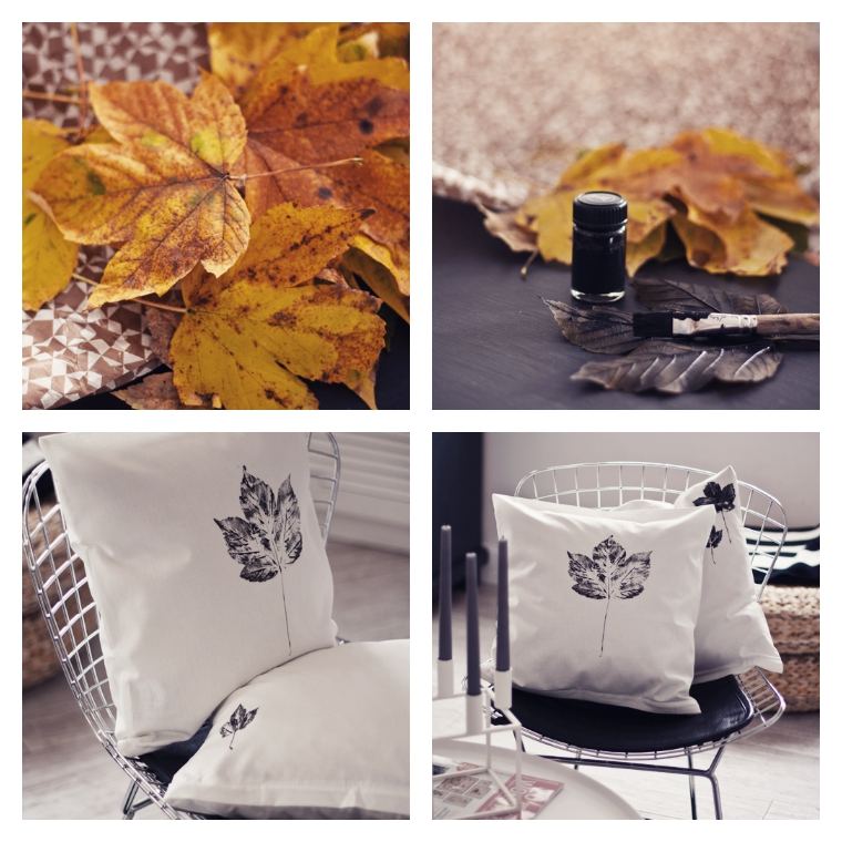 do-it-yourself autumnal deco cushion fallen leaves