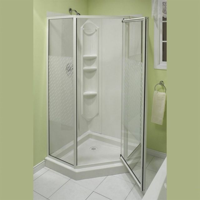 shower wall glass small bathroom green arrangement space idea