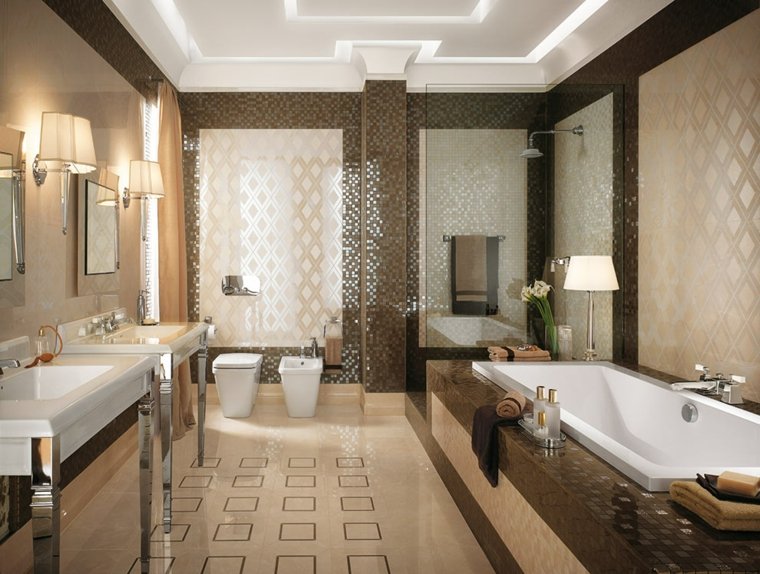 beige modern design bathroom tile beige design lighting floral deco bathtub