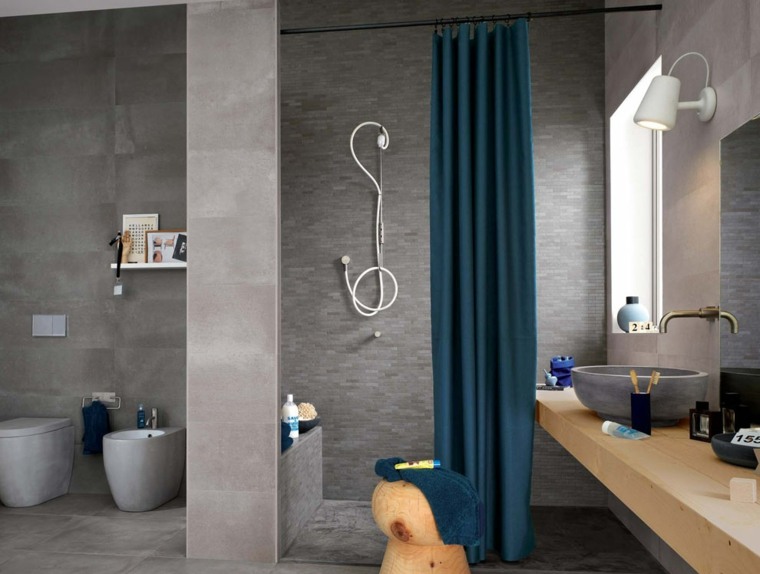 idea tile bathroom gray design furniture wood shower