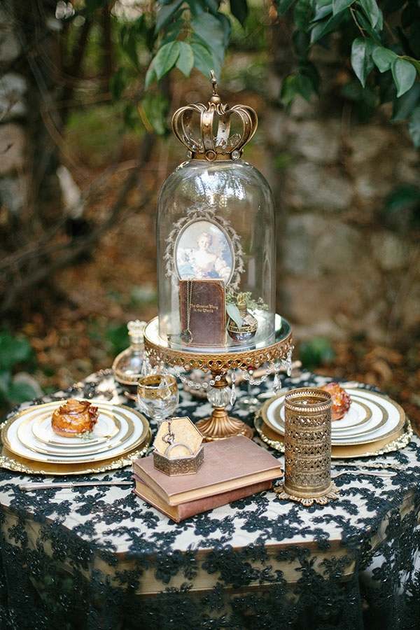 idea center table deco vintage wedding outdoors