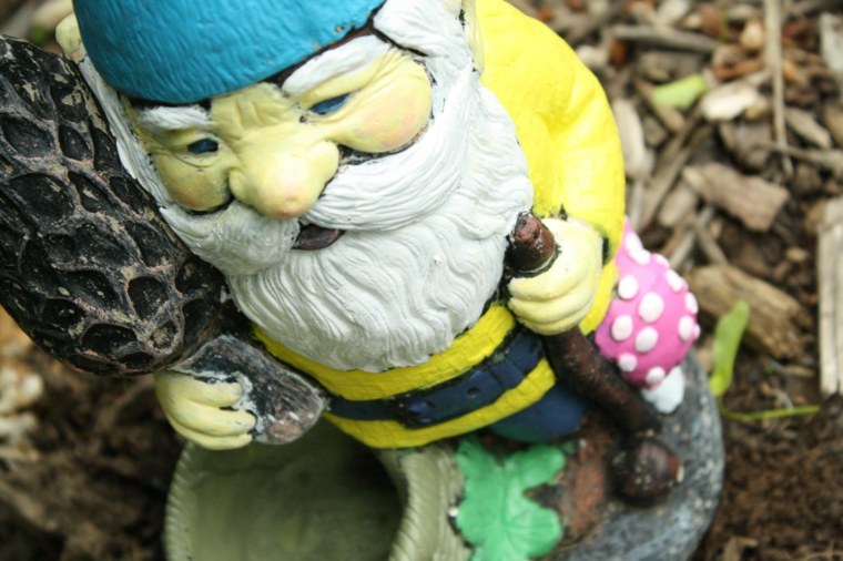 garden dwarf coloring yellow hat blue bag pink