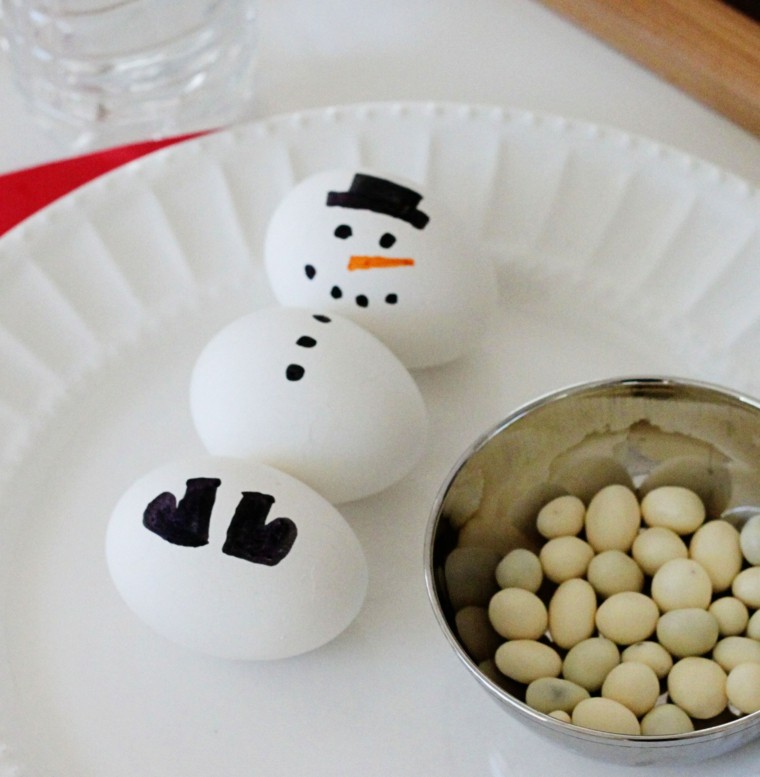 idé snögubbar ägg diy deco julbord