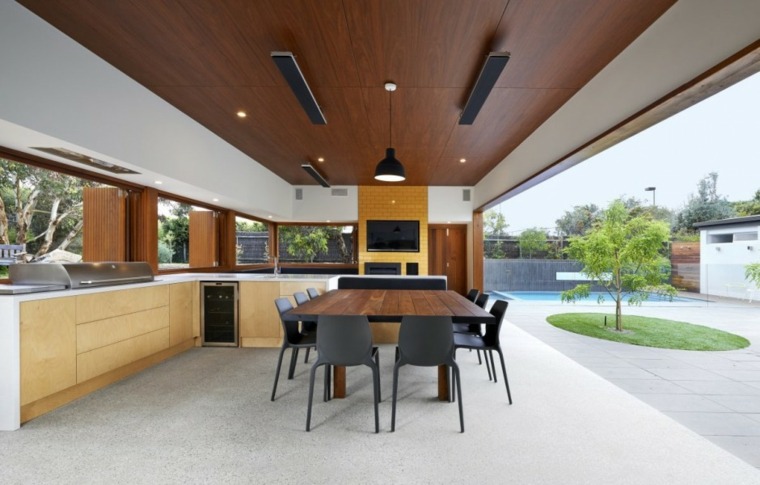 open wood kitchen outdoor wood table black chair design