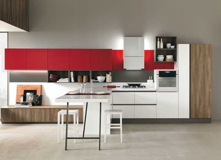 modern red kitchen idea