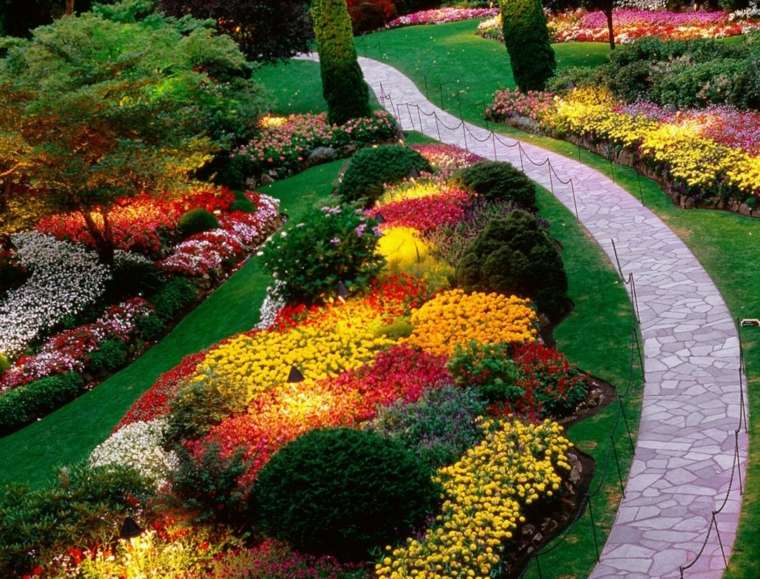 garden furniture garden path flowers decoration