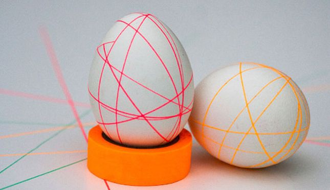 deco idea easter egg colorful masking tape cut into strings