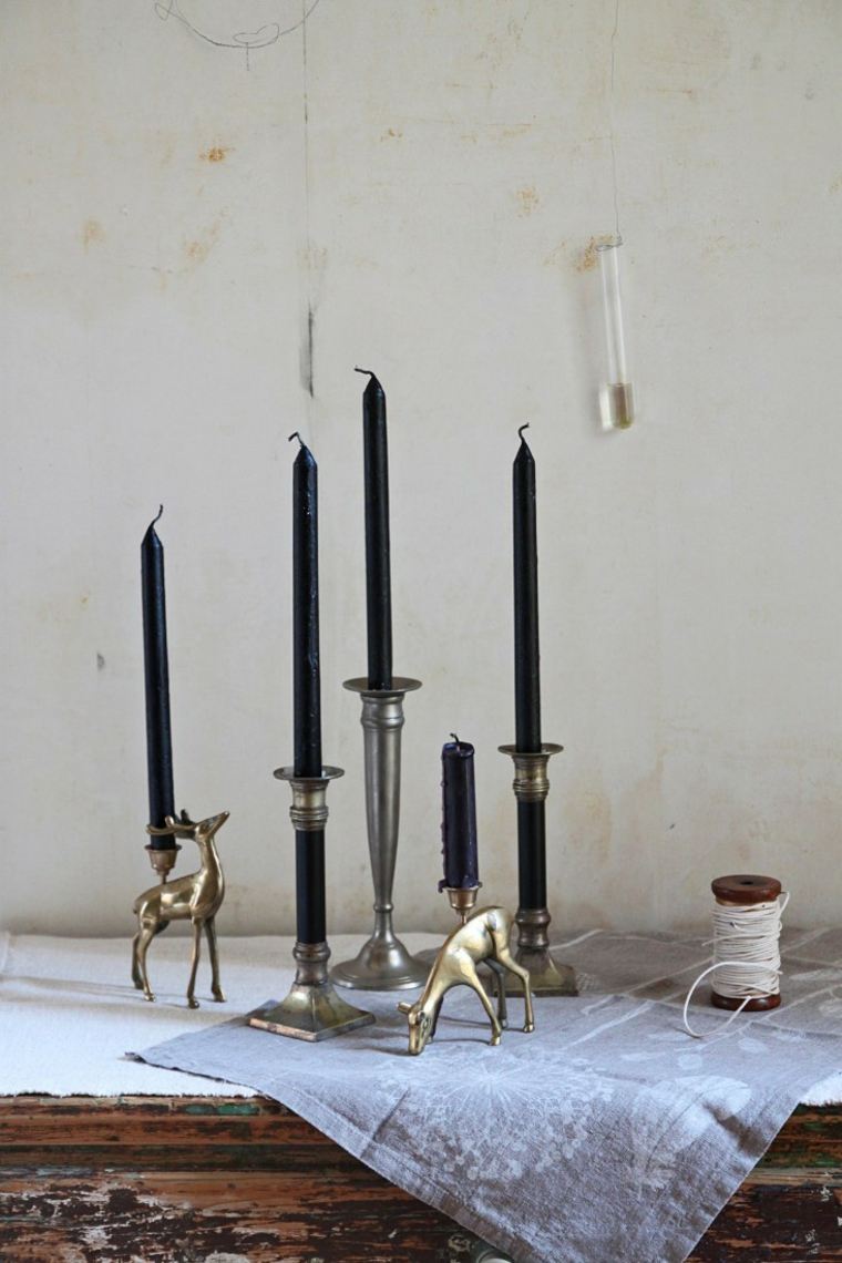 black Halloween candles decorative idea