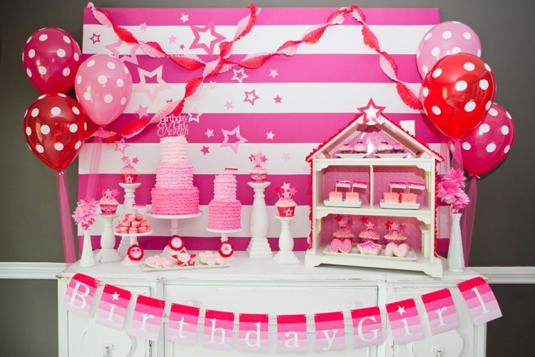 idea birthday deco girl pink white