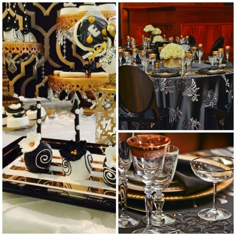 decorating idea birthday table beautifully row black gold