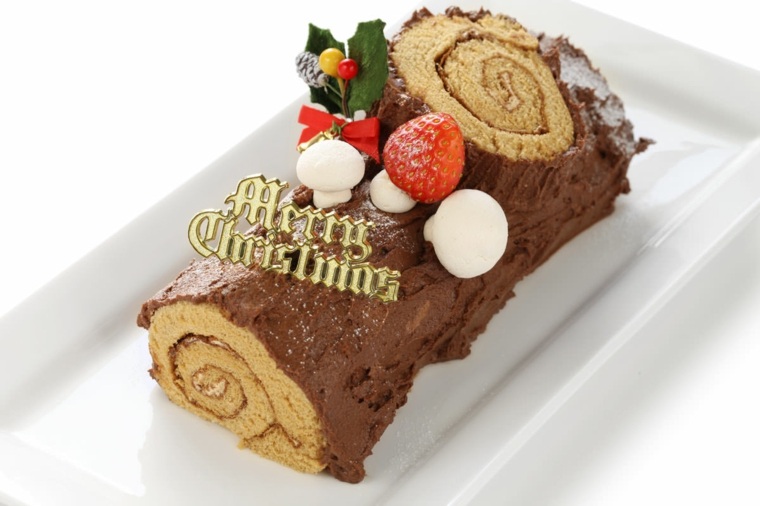 christmas log hiasan coklat strawberi idea cendawan putih