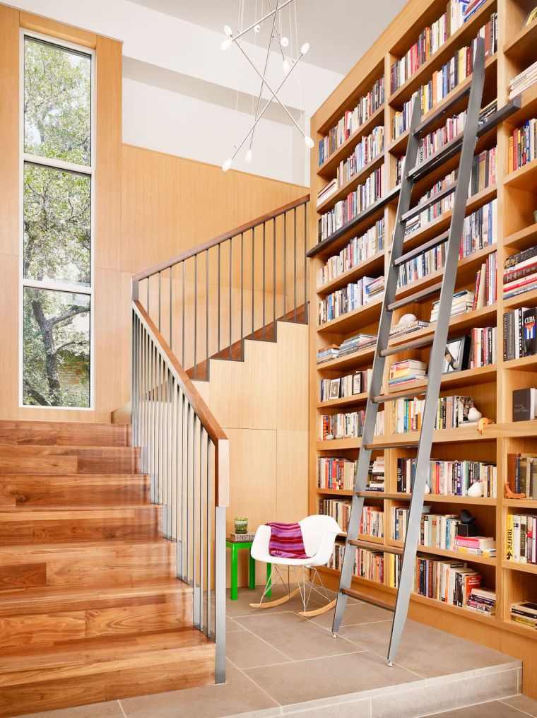 decoration ideas stairwell handrail wood large library