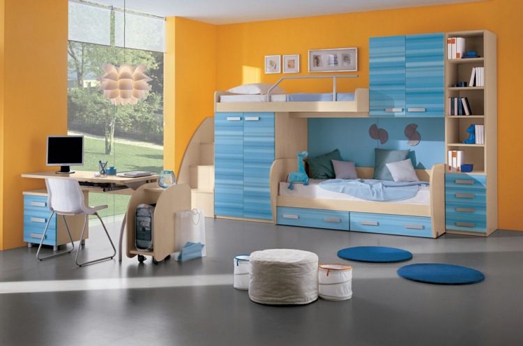 deco idea bedroom boy blue orange