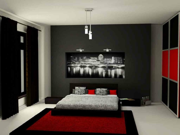 deco idea room black white red