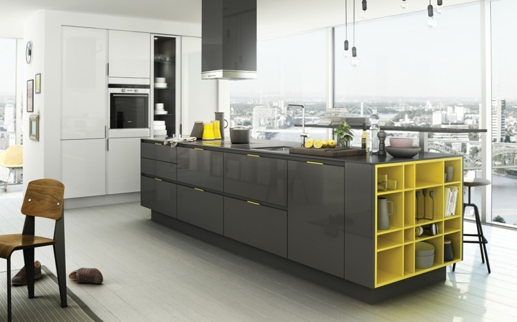 kitchen design idea yellow gray