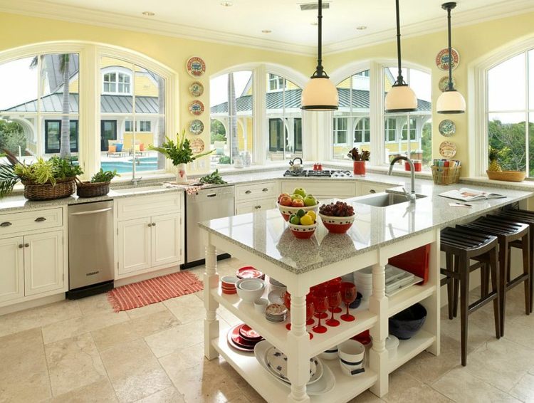 kitchen idea yellow light gray