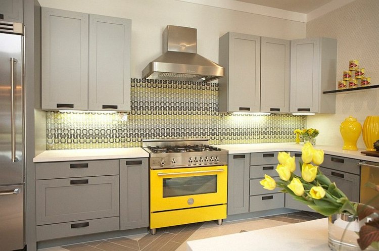 deco idea kitchen furniture yellow gray