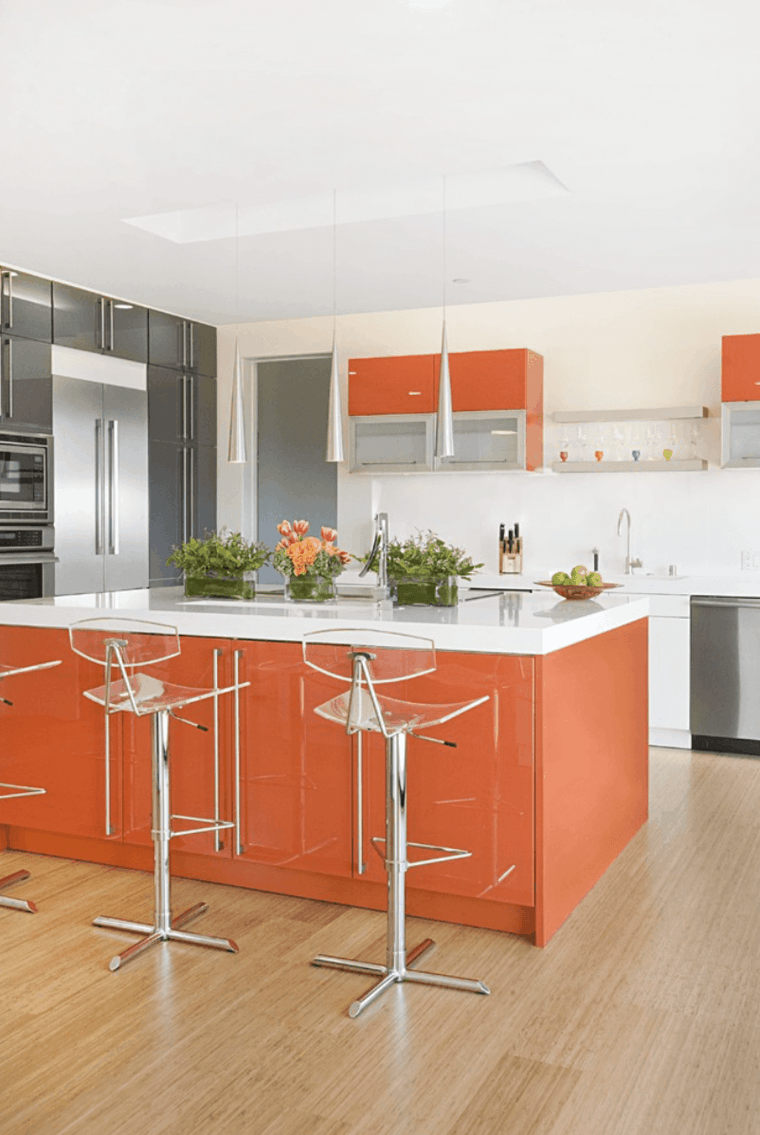 kitchen deco idea orange gray