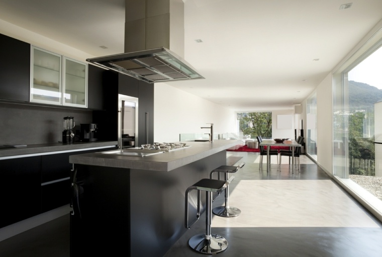 modern deco kitchen open to living room