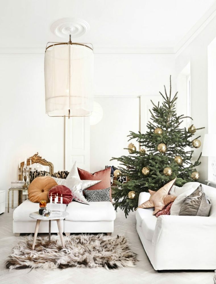 idé gåva christmas deco skandinavisk stil träd ljus soffbord