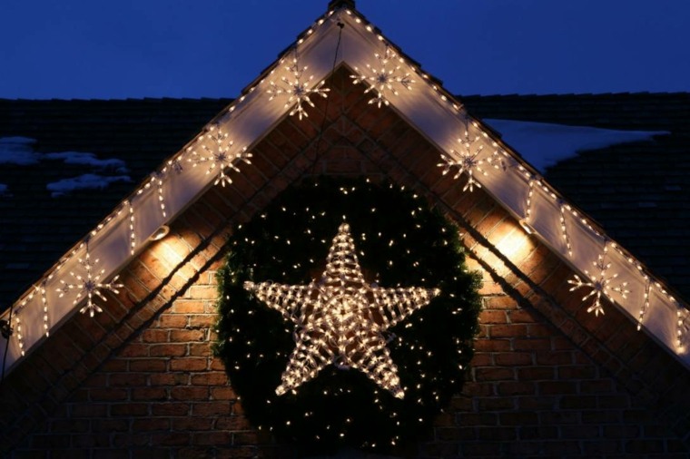 decoration outdoor house christmas facade garland light star crown