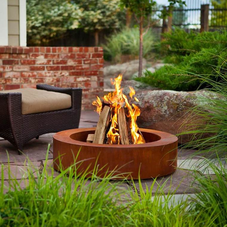 fireplace steel deco garden