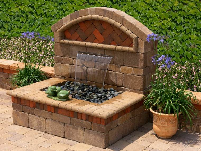 landscaping fountain small price stone deco waterfall idea flowers