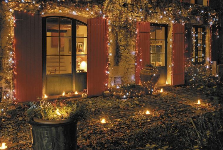 outdoor decoration light garland idea facade