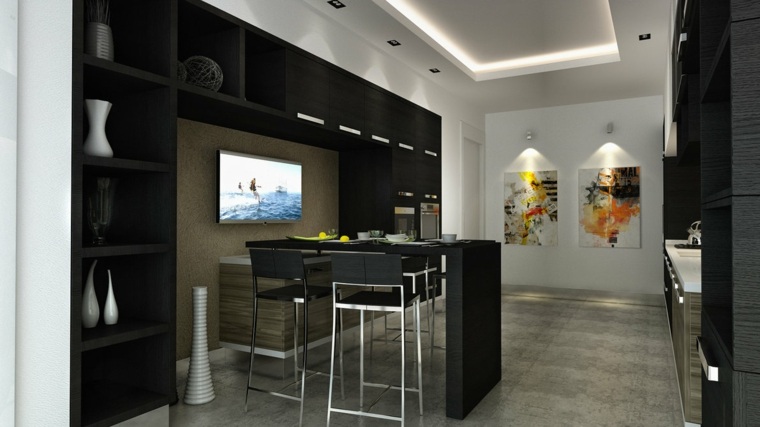 art kitchen deco wall idea black table black kitchen