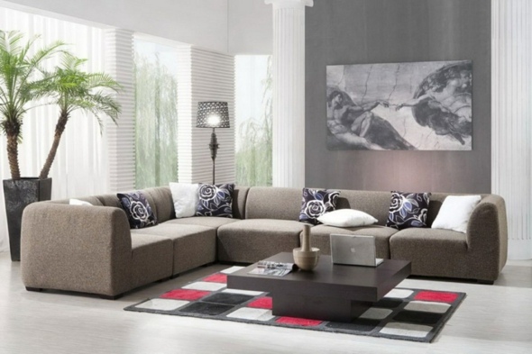 gray living room wall deco idea