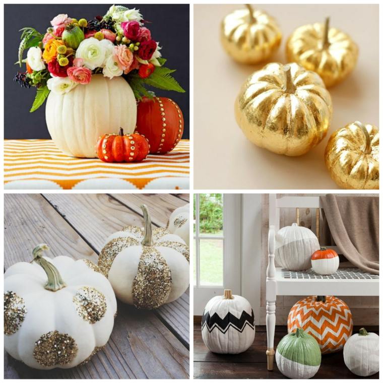 decoration halloween pumpkin idea silvery golden original flowers