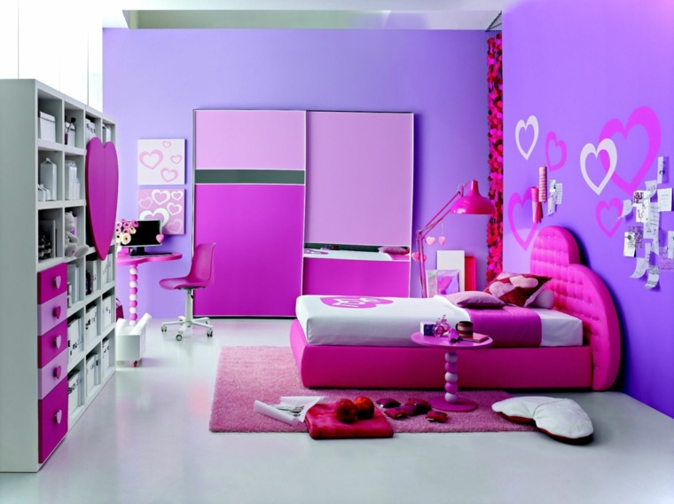 idea deco lukisan violet pink bedroom girl romantic mood