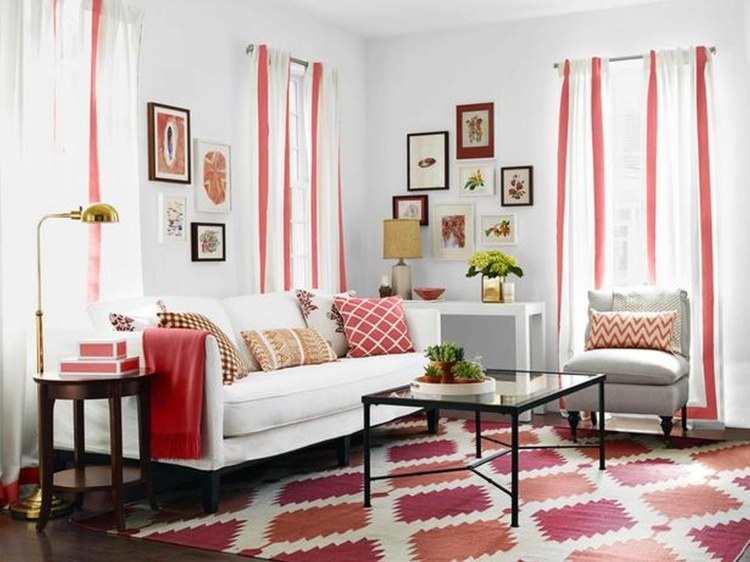 decorating idea living room red white