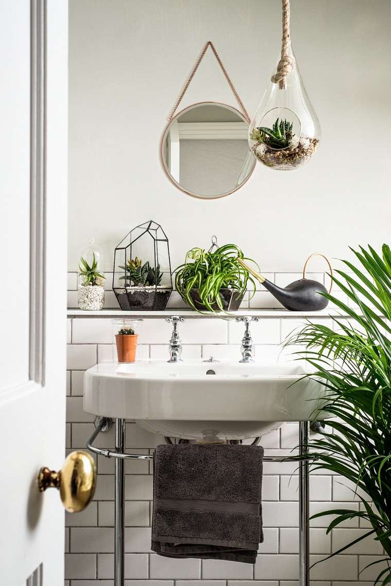 bathroom deco plant pot mirror idea interior design deco nature
